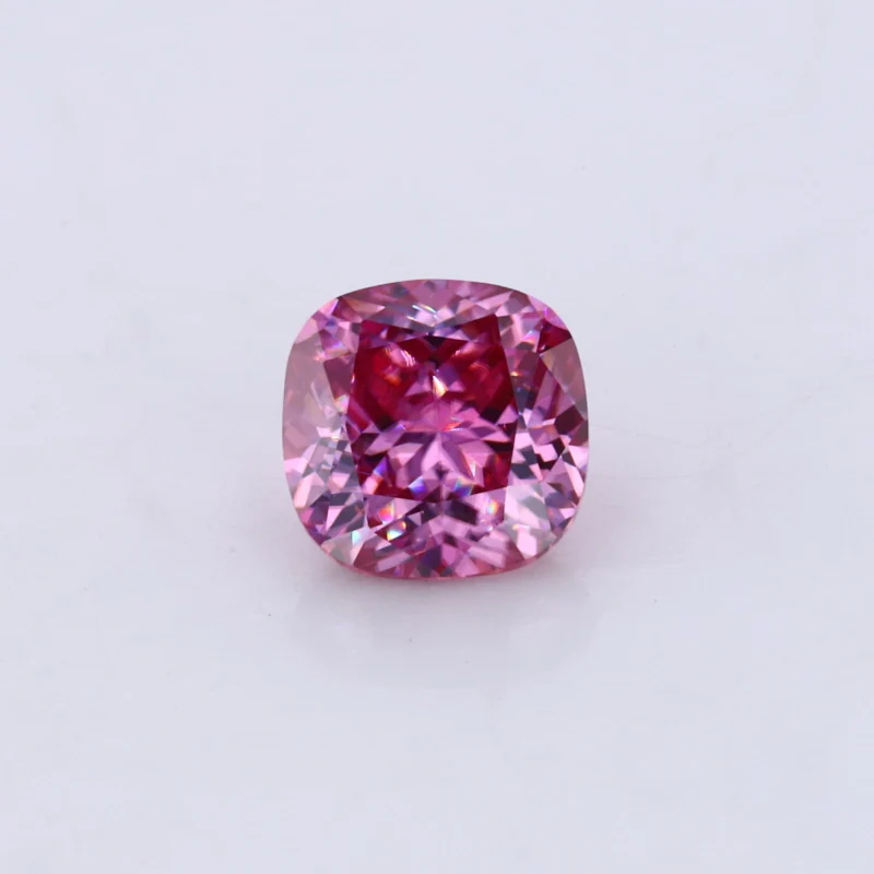 Electroplating  Moissanite Pink Color Cushion 6x6mm  Loose Moissanites Stone For Ring Setting