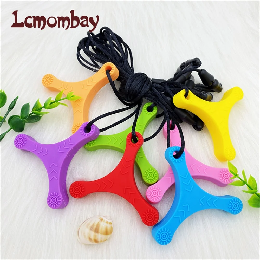 1 قطعة الطفل الحسية مضغ قلادة سيليكون الدورية شكل قلادة مضغ المجوهرات ، التسنين قلادة للتوحد وفرط النشاط