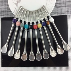 Washable Drinking Straw Spoon Tea Filter Yerba Mate With Cleaning Brush Tea Straws Bombilla Gourd Reusable Coffee Tea Tools