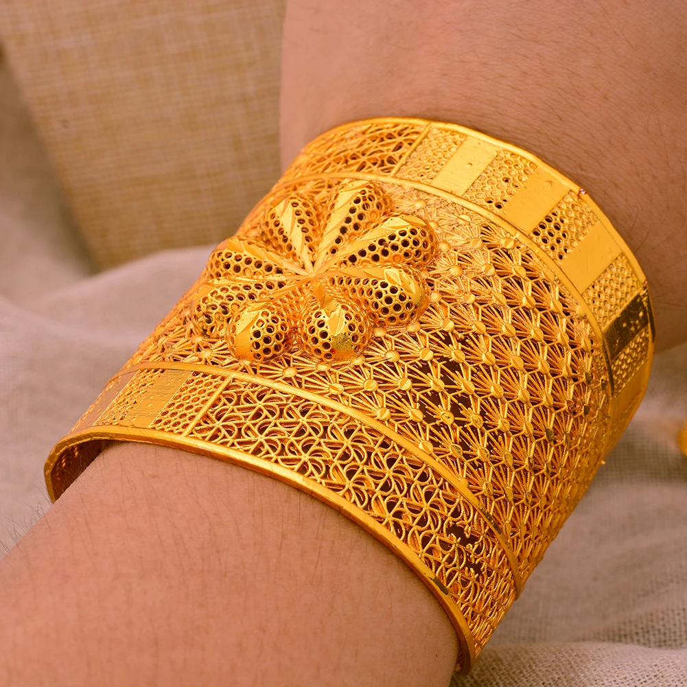 Dubai France Luxury Flower Fashion Gold Color For Women Bangles Wedding Bracelet Bijoux Africaine Dubai