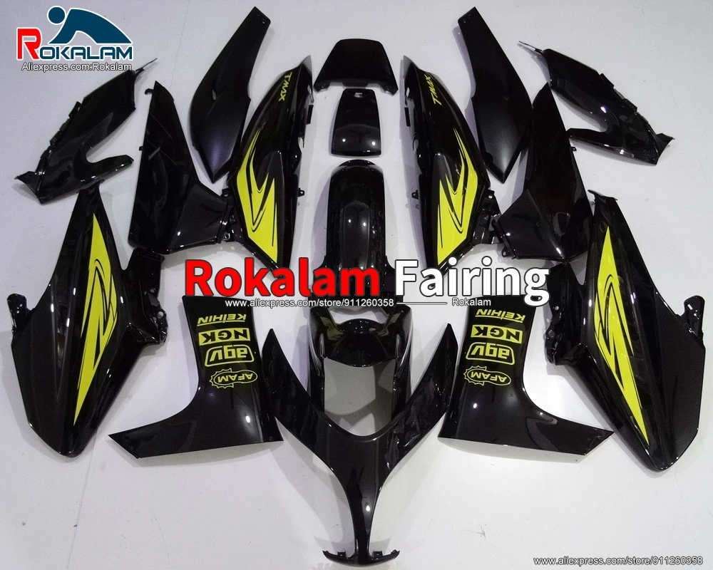 

ABS Body Shells For Yamaha TMAX500 2008 2009 2010 2011 TMAX-500 08 09 11 Black Yellow Motorbike Fairing Set (Injection Molding)