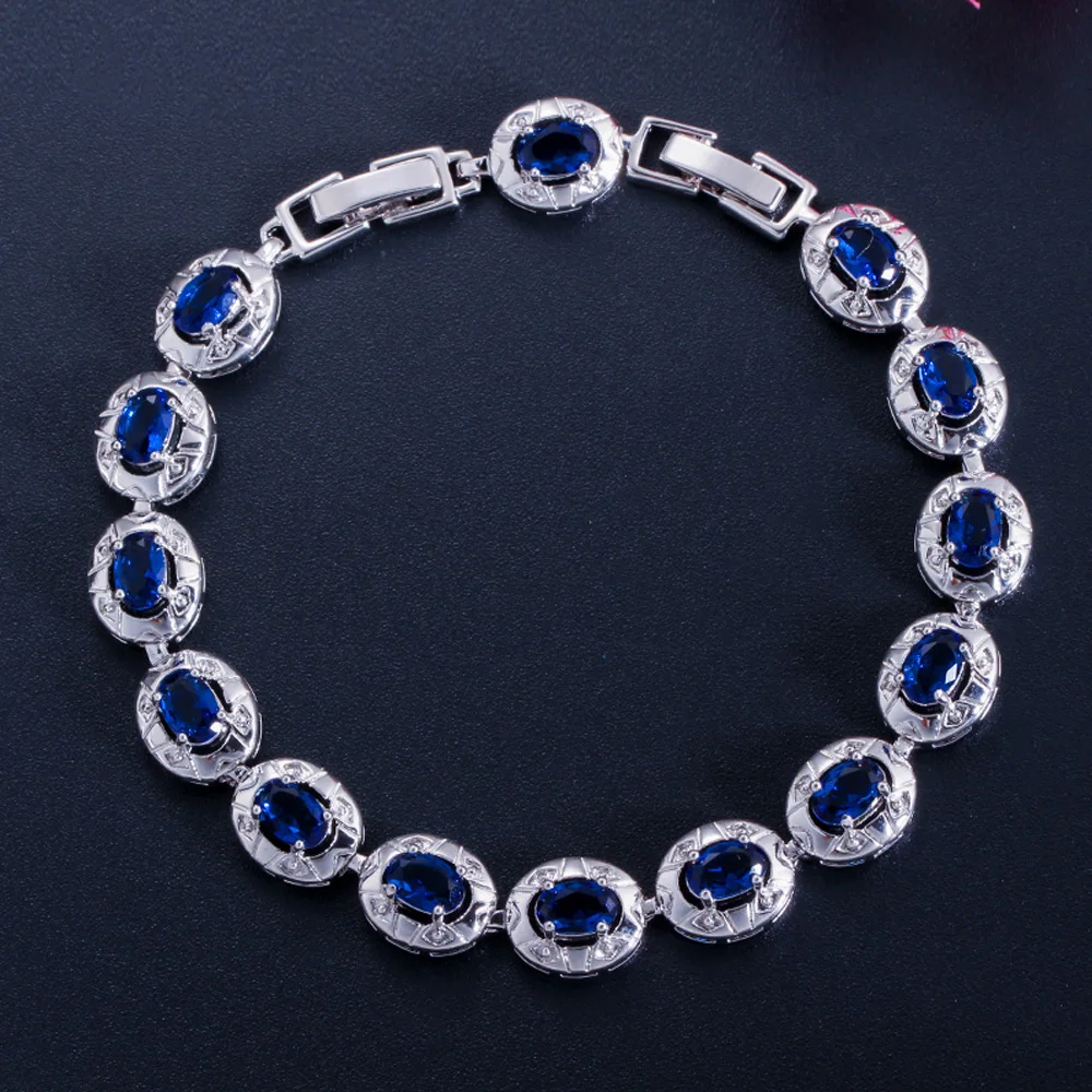 ThreeGraces Sparkling Cubic Zirconia White Gold Color Geometric Round Link Chain Bracelet for Ladies Party Costume Jewelry BR125