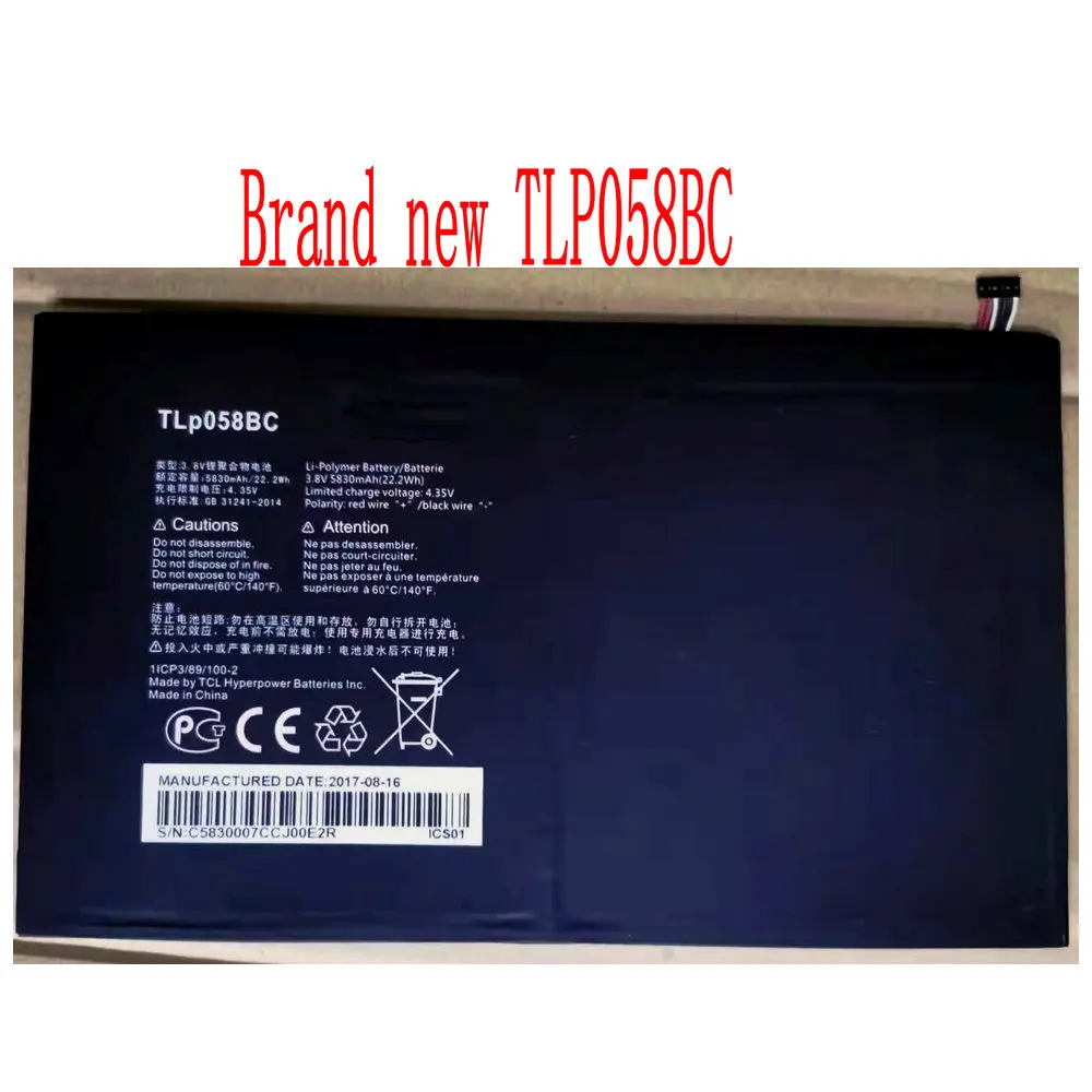 

100% Brand new high quality 5830mAh TLP058BC Battery For Alcatel TLP058B2 TLP058BC Tablet battery