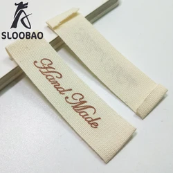 100pcs Hand Made DIY Cotton Garment Main Labels DIY Handmade Tags Cloth Patch Needlework Patchwork Apparel Sewing Accessories