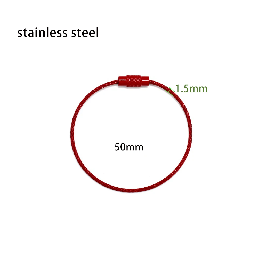 10pcs Stainless Steel Wire Keychain Cable Rope Key Holder Keyring Circle Loop Camp Luggage Tag Screw Jewelry Making Accessories image 2