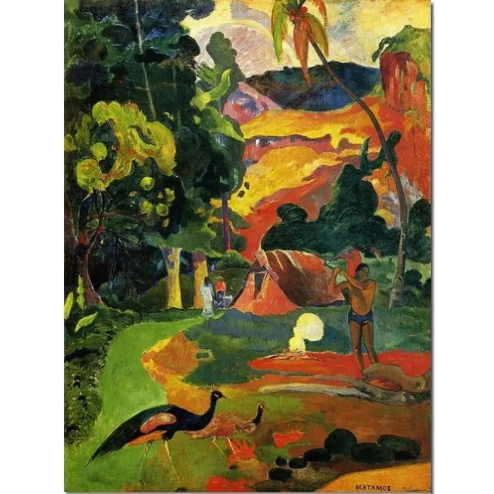 

Wall Art Abstract Painting Paul Gauguin Canvas Replicas Matamoe Landscape With Peacocks Handmade Oil Artwork Living Room Decor