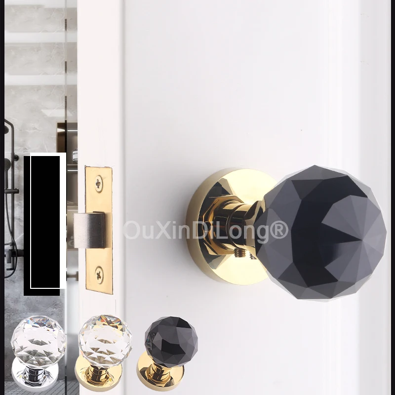 europeu forma de diamante macanetas de porta de cristal fechadura interior quarto e banheiro macaneta da porta sem chave cromada ouro gf858 1pc 01