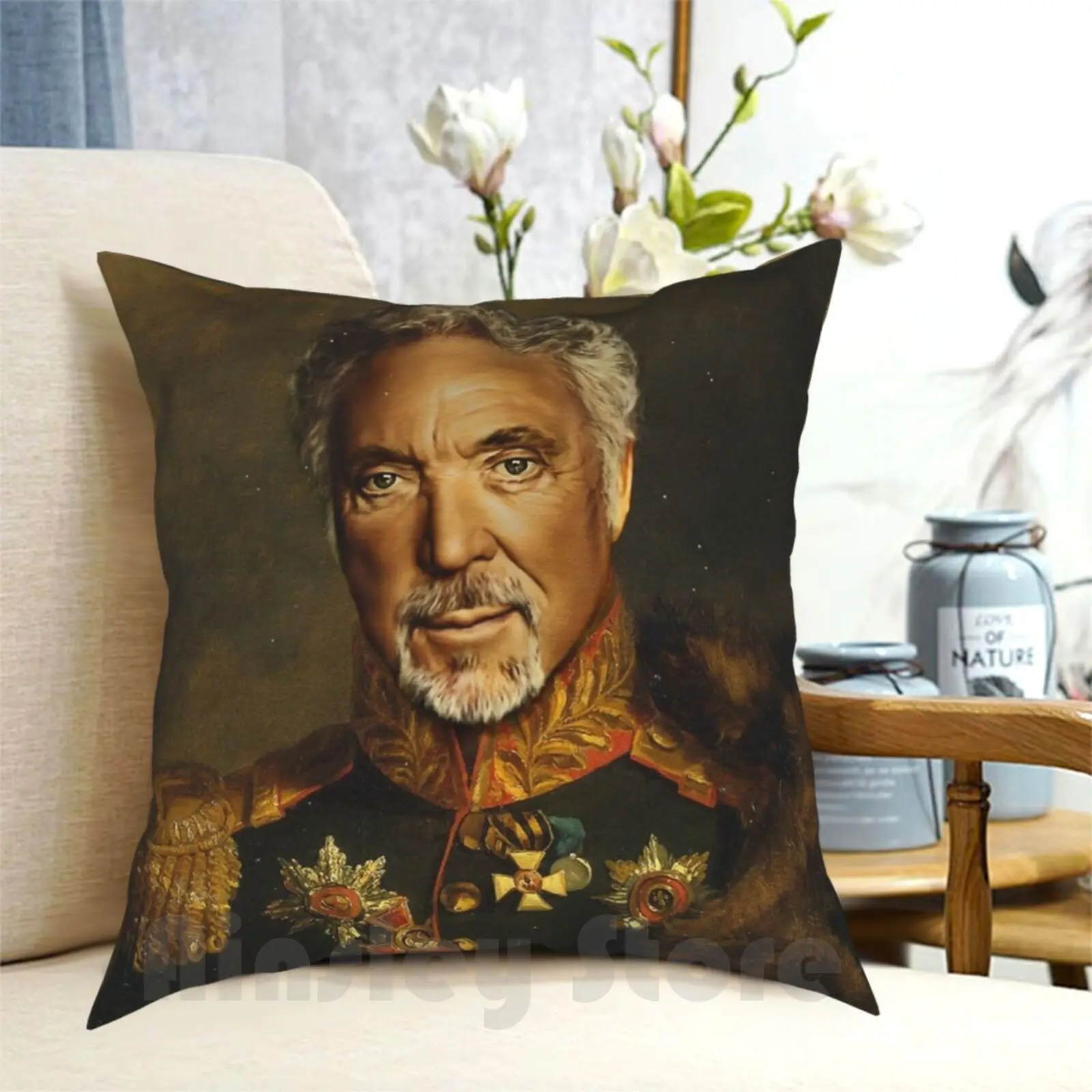 Sir Tom Jones-Replaceface Pillow Case Printed Home Soft Throw Pillow Tom Jones Portrait Photoshop George Dawe