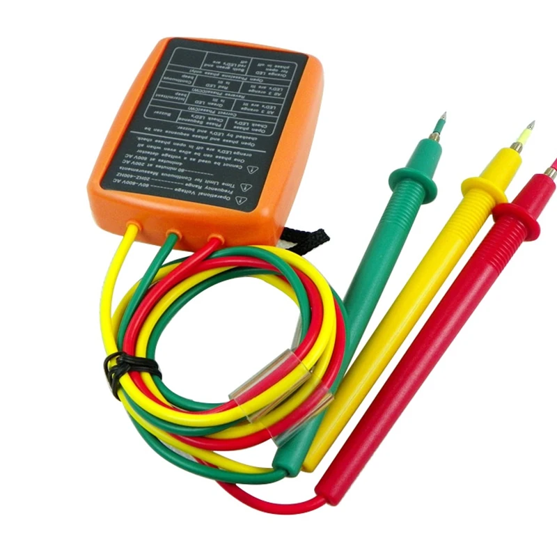 SM852B Tester sekwencji faz wskaźnik 3-fazowy obrót Tester cyfrowy wskaźnik fazy detektor miernik LED 60V ~ 600VAC torba brzęczyk