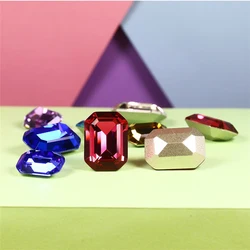 20pcs Octagon Strass Diamond K9 Glass Pointed Back Rhinestones Glitter 3D Stones And Crystals  For Clothes DIY 10*14mm 13*18mm