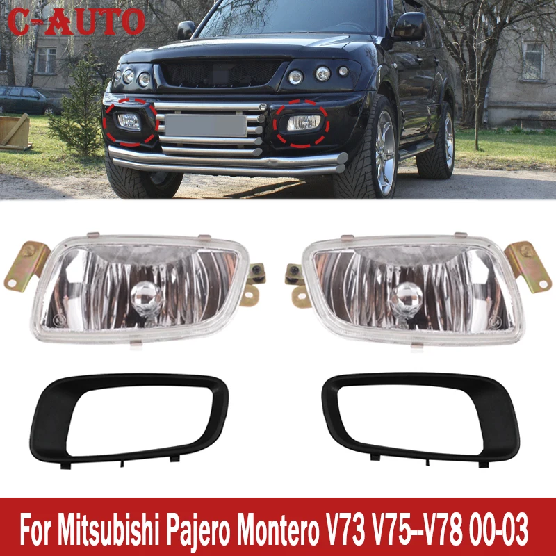 Front Bumper Fog Lights Cover and Fog Lamp For Mitsubishi Pajero Mentero MK3 V73 V75 V76 V77 V78 2001-2003 Car-styling