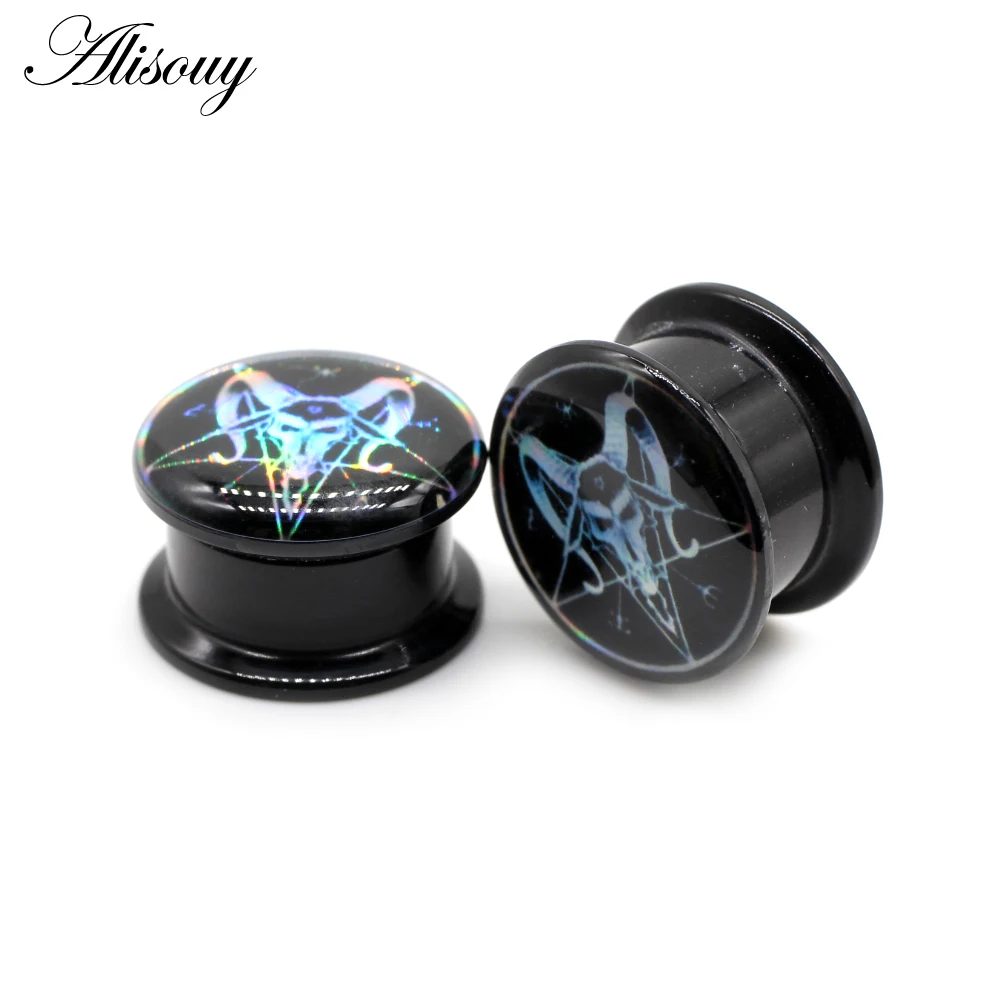 Black Acrylic Screw Punk Ear Gauges Plugs