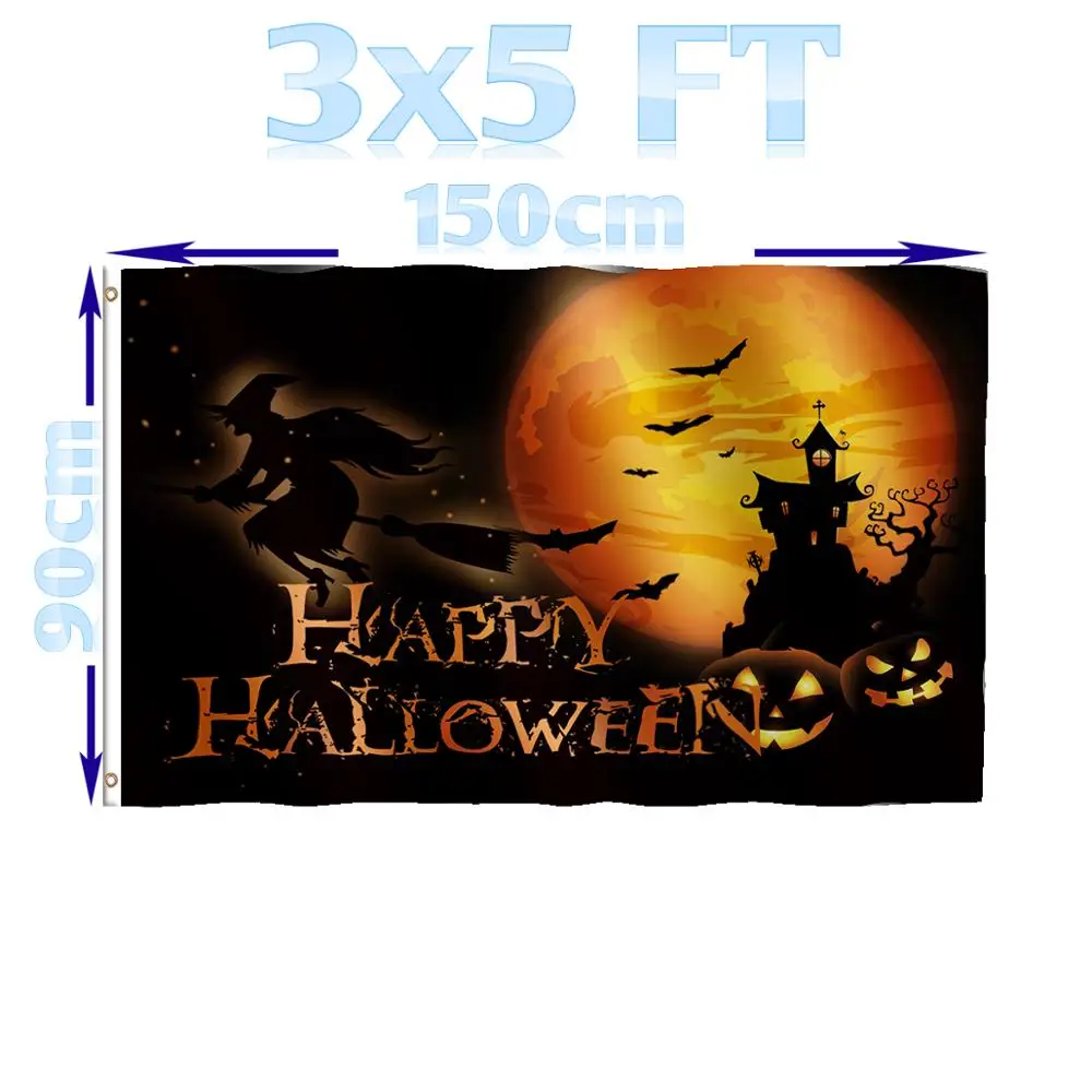 BENFACTORY Store 3x5 Ft  Happy Halloween A Discovery Of Witch Flag Single Layer 100D Polyester  Wider Reinforced Brass Grommets