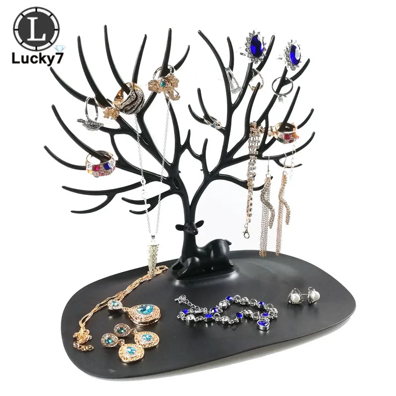 Fashion Deer Earrings Necklace Ring Pendant Bracelet Jewelry Display Stand Tray Tree Rack Jeweler Storage Organizer Holder bts