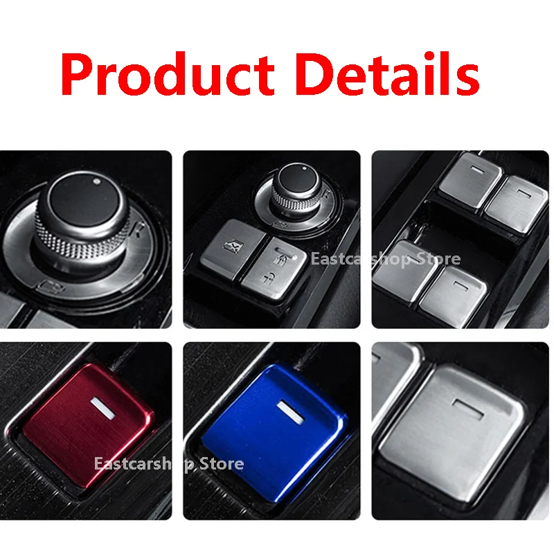 For Mazda 6 Atenza 2019 2020 2021 2022 Car Aluminum Alloy Sequins Door Window Glass Panel Armrest Lift Switch Button Accessories