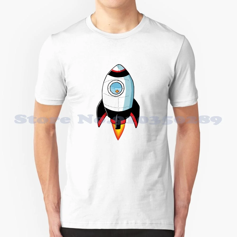 Goldfish In A Rocket Ship 100% Cotton T-Shirt Rocket Ship Goldfish Water Dog Lovers Rocket Lovers Animal Lovers Funny Cute