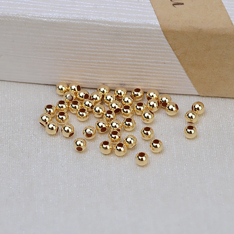 AU 750 18K Gold Loose Bead Ball Mountings Findings Jewelry Settings Accessories Parts for DIY Making Necklace Bracelet 10pcs/lot