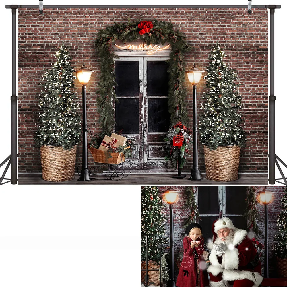Giáng Sinh Lò Sưởi Phông Nền Chụp Ảnh Cây Giáng Sinh Vintage Gỗ Mộc Mạc Treo Tường Quà Giáng Ảnh Nền Windows Mùa Đông Photocall