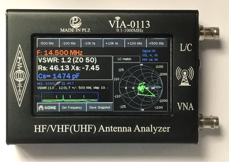 Antenna analyzer Multifunctional network analysis 0.1-1300MHz 4.3 inch TFT imported capacitive touch screen