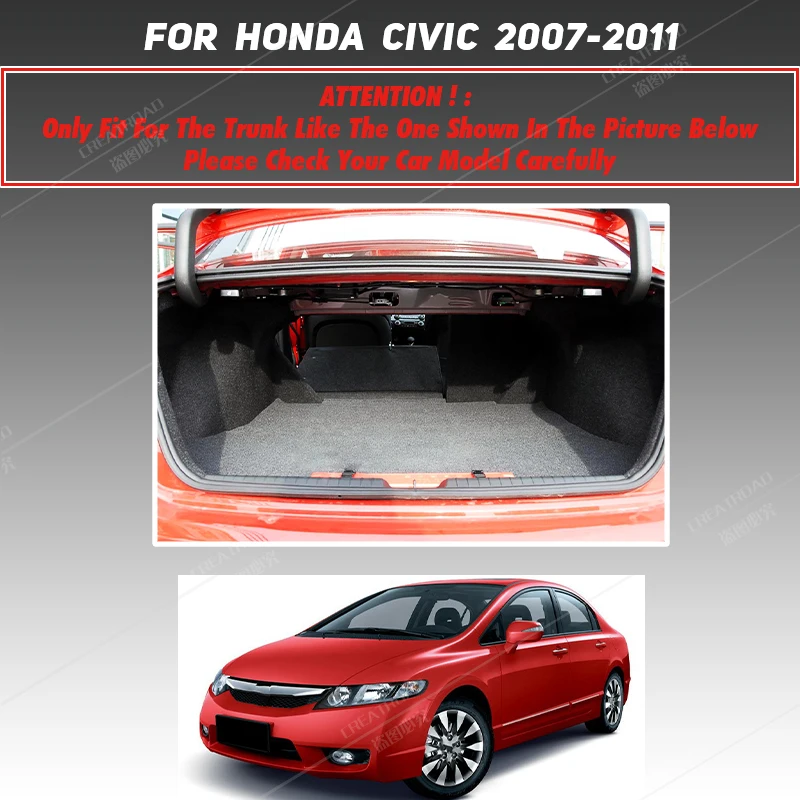 Car trunk mat for Honda Civic 2007 2008 2009 2010 2011 cargo liner carpet interior accessories cover