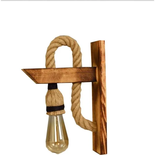 Retro Wooden Indoor Light Rope Wall Lamp Lighting Fixtures Vintage Country Rural Style Wall Mounted Home Decor Lámpara Lampe