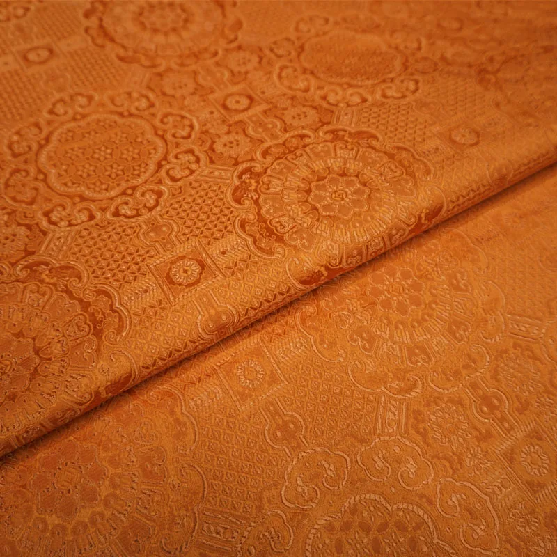 Orange jacquard brocade damask fabric for Cheongsam coat curtain table cloth sofa cushion upholstery patchwork DIY cloth