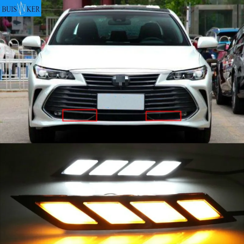 

2PCS Dynamic Yellow Turn Signal 12V Car DRL LED Fog Lamp LED Daytime Running Light For Toyota Avalon 2018 2019