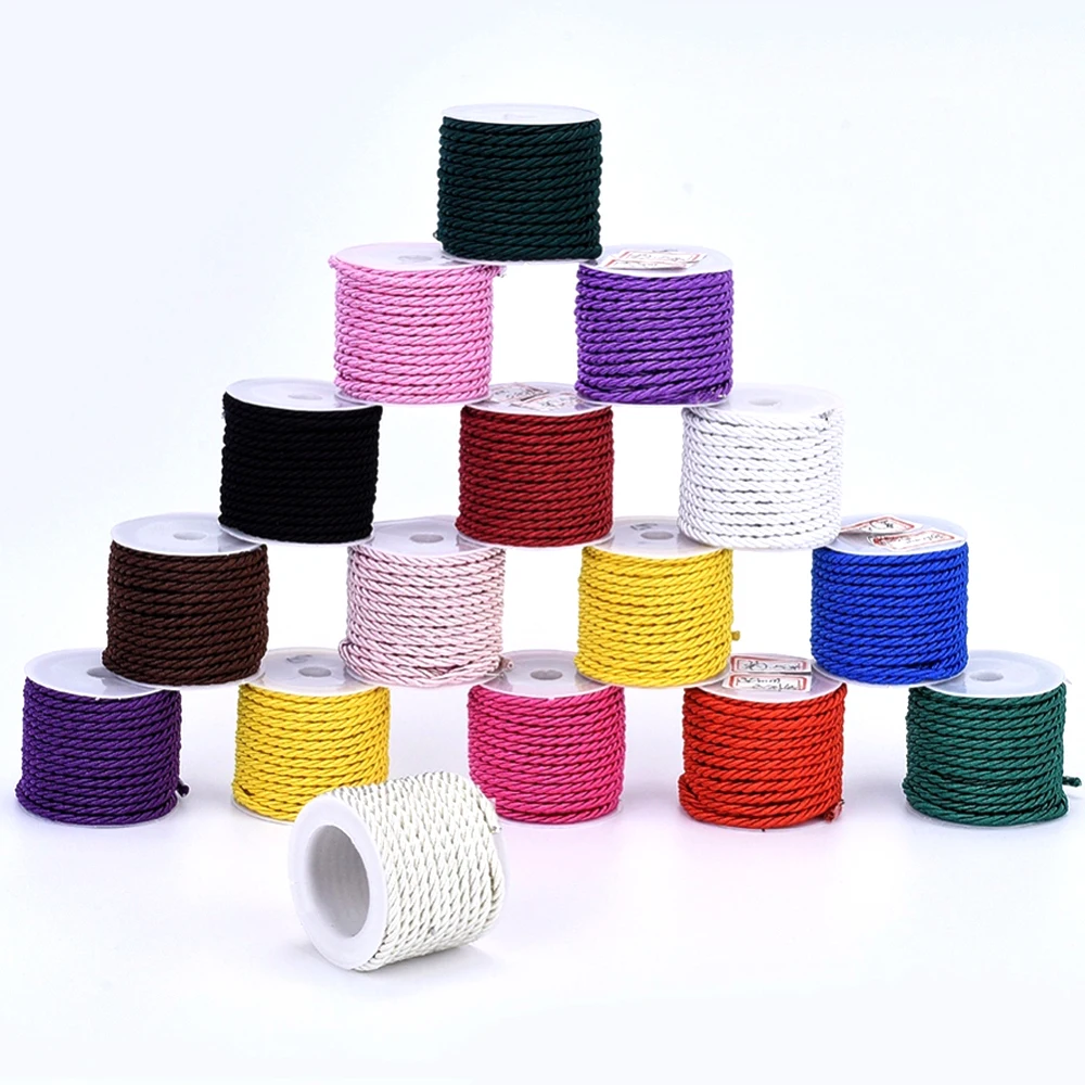 10 Roll/Lot Polyester Twisted Cord 5mm for jewelry making DIY Bracelet Necklace Accessories,about 4.37 yards(4m)/roll