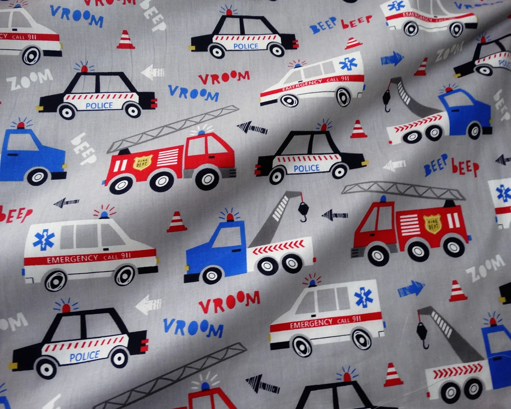 Engineering vehicle Plane Fox Cotton Fabric 100% Cotton Twill Print for Sewing Home Textile Child Dress Making Woven Soft Fabric