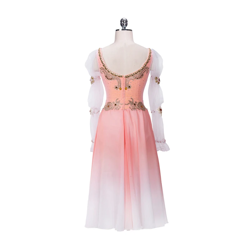 Abito da balletto lungo professionale in Chiffon Ombre Romeo e Juliet Costume da Ballerina rosa BT723