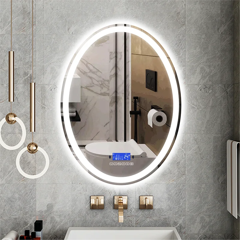 

LED Smart Bathroom Mirror Adjustable 3 color Light+Bluetooth+Anti Fog+Dimmable Human-body induction Makeup Vanity Hotel mirror