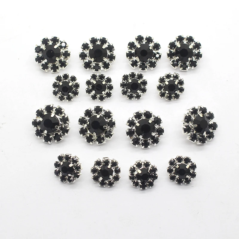 Wholesale 10 Pcs/Lot Of Rhinestone Buttons DIY Wedding Embellishment Crafts Sewn By Mixed Size Needle And Thread