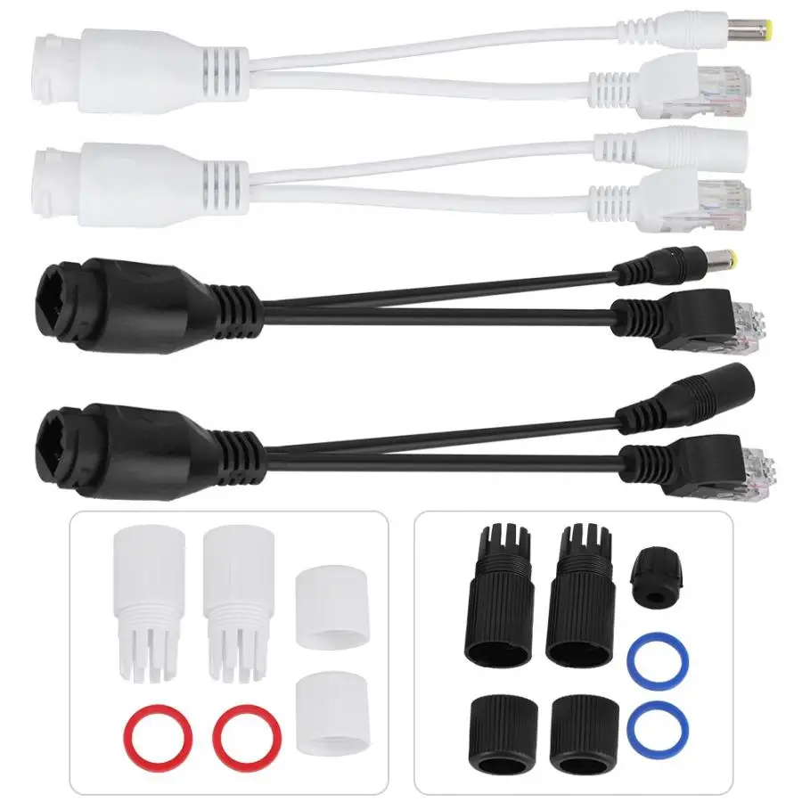 5 Pairs CCTV Passive POE Adapter Cable Power Over Ethernet POE Injector Waterproof For IP Security Camera