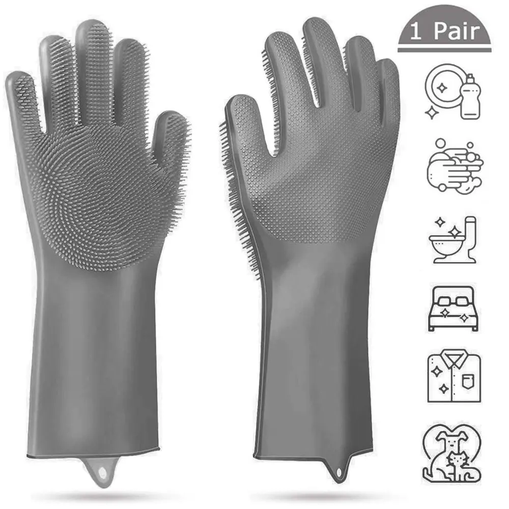 

1Pair Gloves Kitchen Silicone Cleaning Gloves Magic Silicone Dish Washing Glove for Household Scrubber Rubber Kitchen Clean Tool