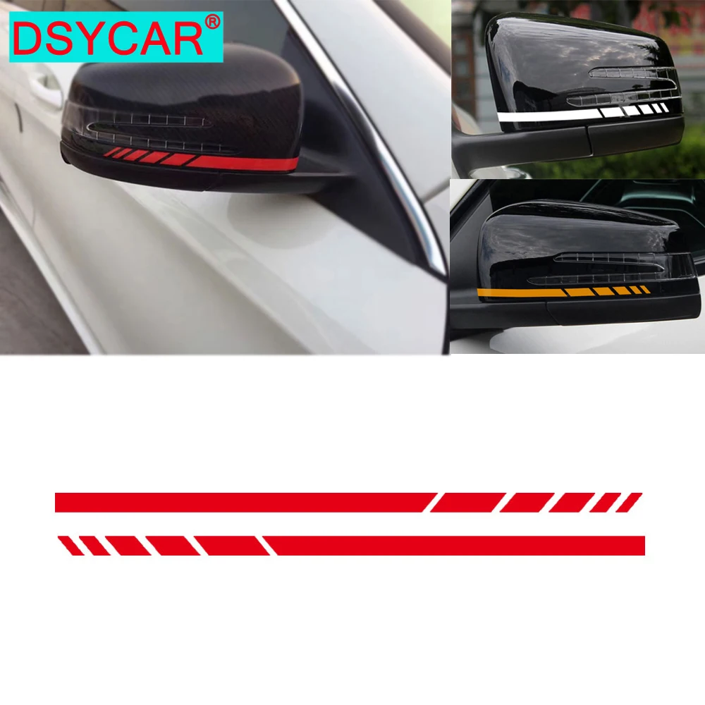 DSYCAR 1Pair Car Rear View Mirror Sticker Reflective Decal Vinyl Sticker Stripe Sticker for A C E Class W204 W212 W117 W176