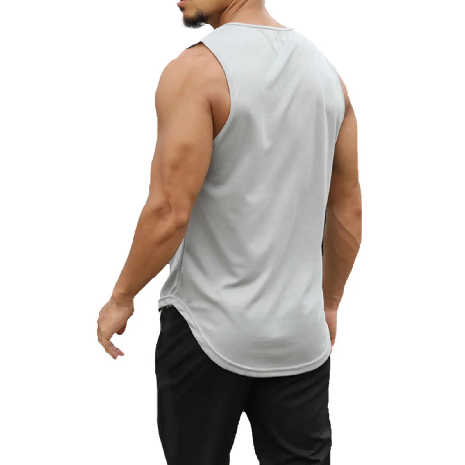 Men Sports Tank Top Summer Breathable Sleeveless Round Neck Solid Color Tops Running Fitness Tops for Men Clothing