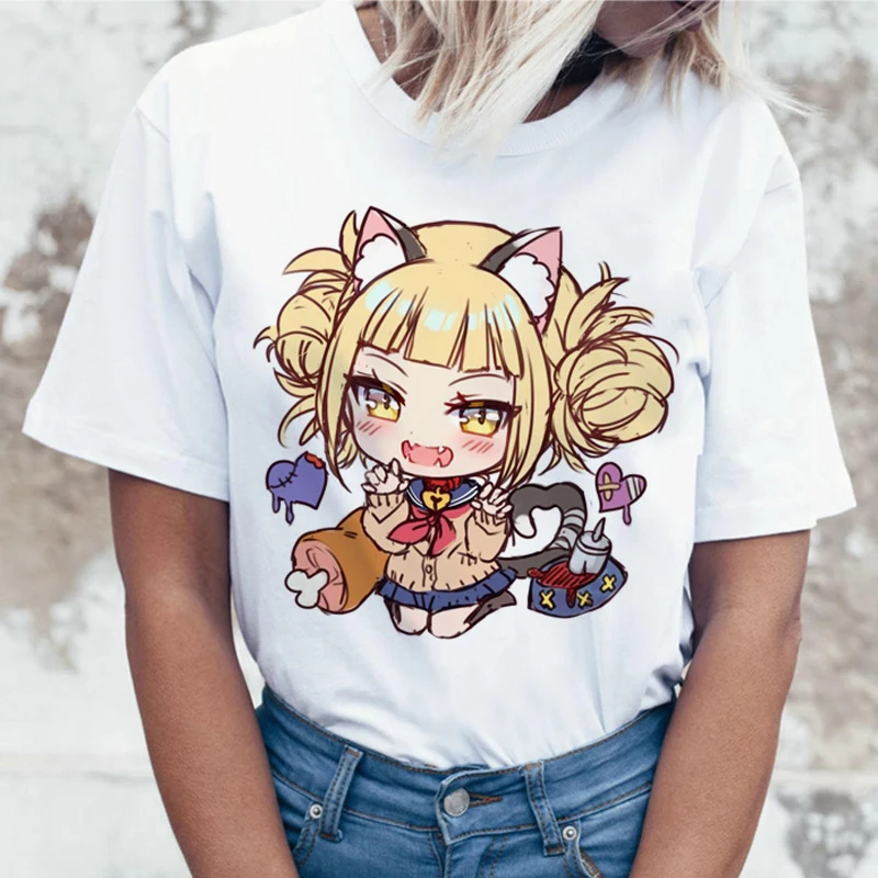 Ahegao Cartoon T Shirt Women Harajuku Boku No Hero Academia Anime T-shirt Senpai Funny Tshirt Hentai Himiko Toga Top Tees Female