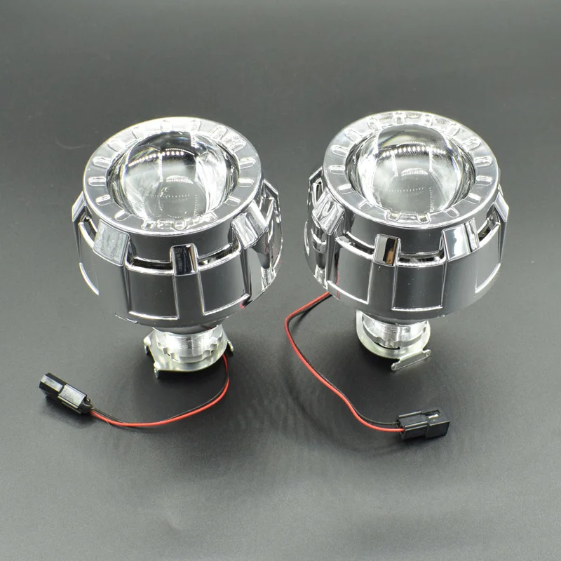 Headlight Lenses 2.0 H1 HID Bi-xenon H4 H7 Projector Metal Lens Mini Gatling Gun Shroud For Car Motorcycle Accessories Retrofit