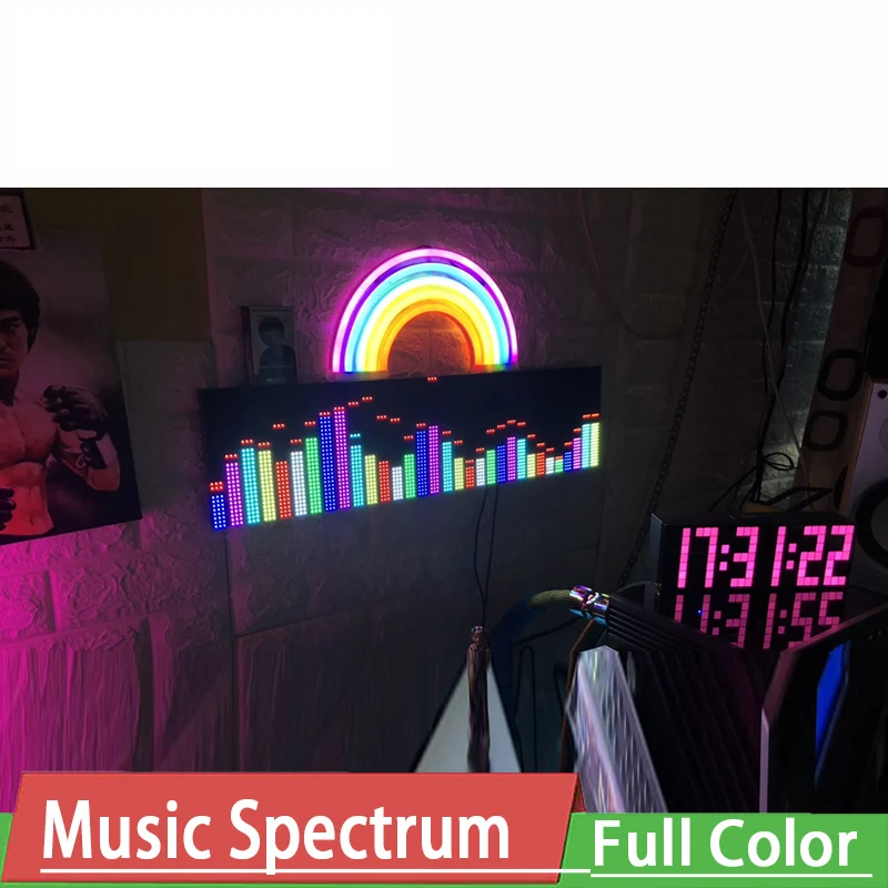 profession Full Color Music Spectrum Display Screen Audio KTV Stage LED Rhythm Light Level Indicator VU Meter Power amplifier