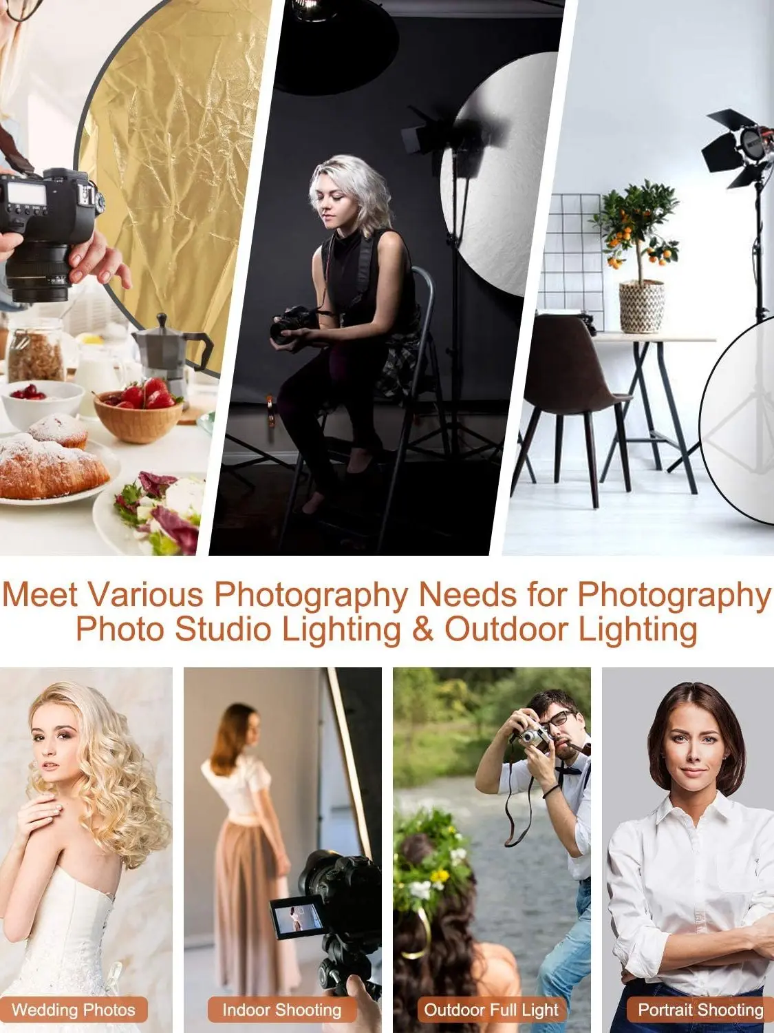 BIZOE 60Cm 5 In 1 Reflektor Fotografi Bundar Lampu Dapat Dilipat Portabel untuk Studio Pemotretan Potret Cakram Foto Studio Luar Ruangan