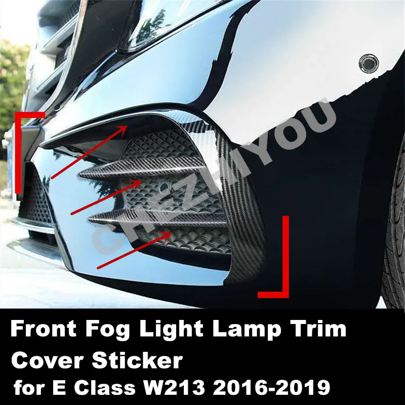 Car styling for Mercedes Benz E Class W213 16-19 E43 E63 Front Fog Light Lamp carbon fiber Trim Cover Sticker Auto Accessories