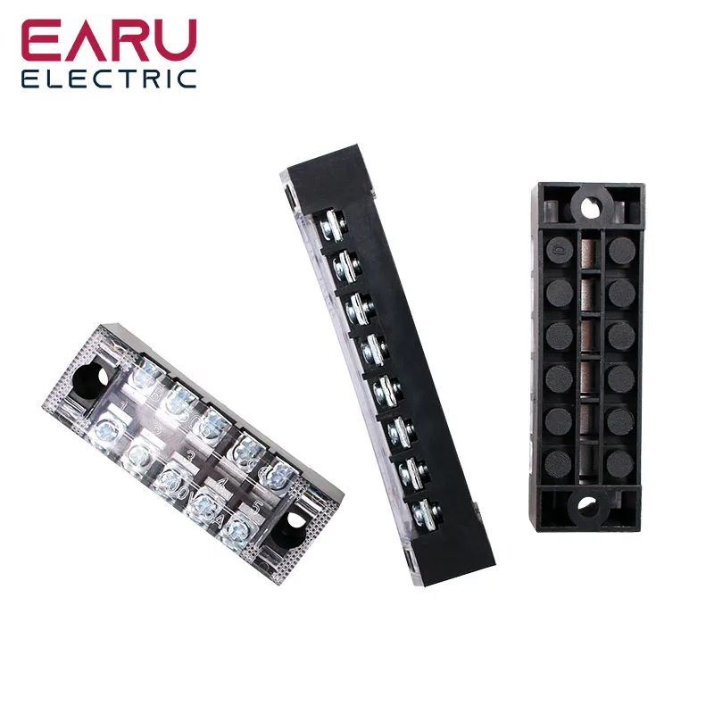15A 600V Dual Row Barrier Screw Terminal Block Wire Connector TB Series 3 4 5 6 8 10 12 16 20 Positions Ways Factory Wholesale