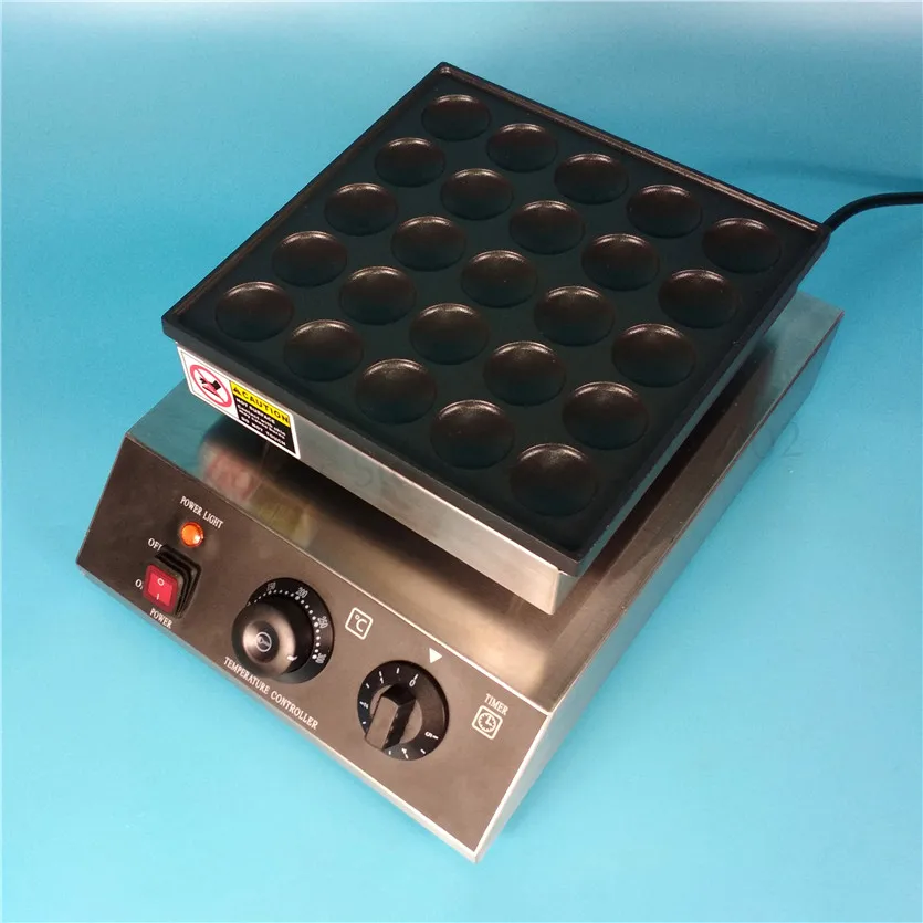 Poffertjes Grill Machine Stainless Steel Mini Pancakes Waffle Machine Non-Stick 25 Holes Dutch Poffertjes Maker