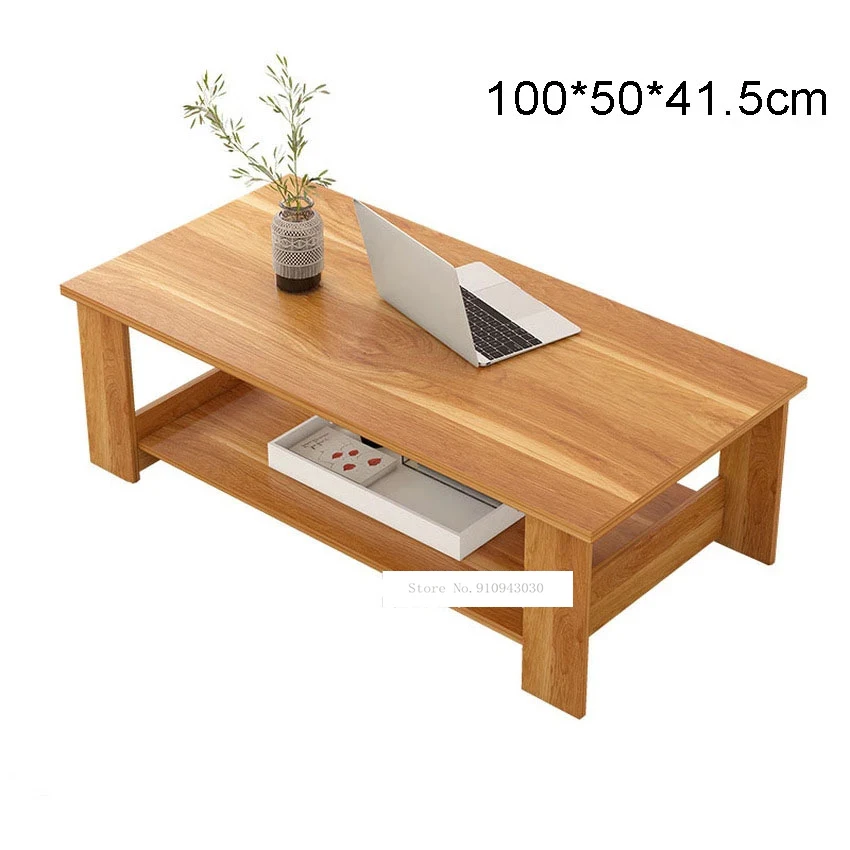 

100cm Rectangular Modern Simple Wood Tea Table 2 Layer Sofa Side Bedside Wooden Leisure Table Fashion Living Room Furniture