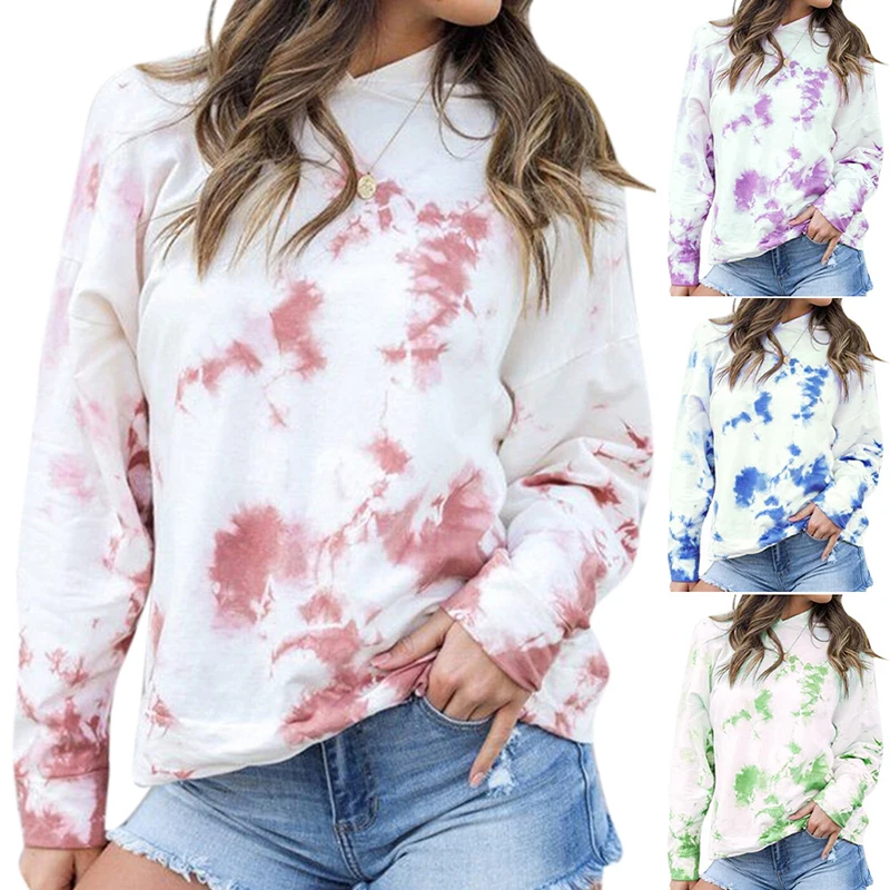 

Women Casual Autumn Fall Hoodies 2022 New Fashion Tie dye Mother Lady Maternity Sweatershirt Women Full Sleeve Clothing Wth Hat