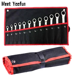 Practical Canvas Tool Bag Wrench Roll Up Foldable Spanner Organizer Pouch Case Hand Tool Storage Bags