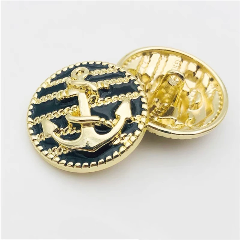 10pcs/lot 20/25mm Anchor Design Metal Clothing Buttons Golden&Black&Silver Vintage Buttons Handmade DIY Sewing Buttons for Coat