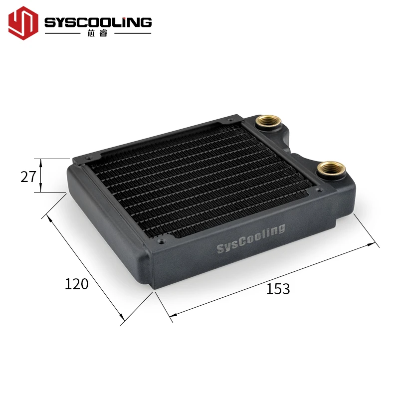 Syscooling Waterkoeling Radiator Koper 120Mm Voor 12Cm Koelventilator G1/4 Draad 27Mm Dikte Radiator voor Pc Vloeistofkoeling