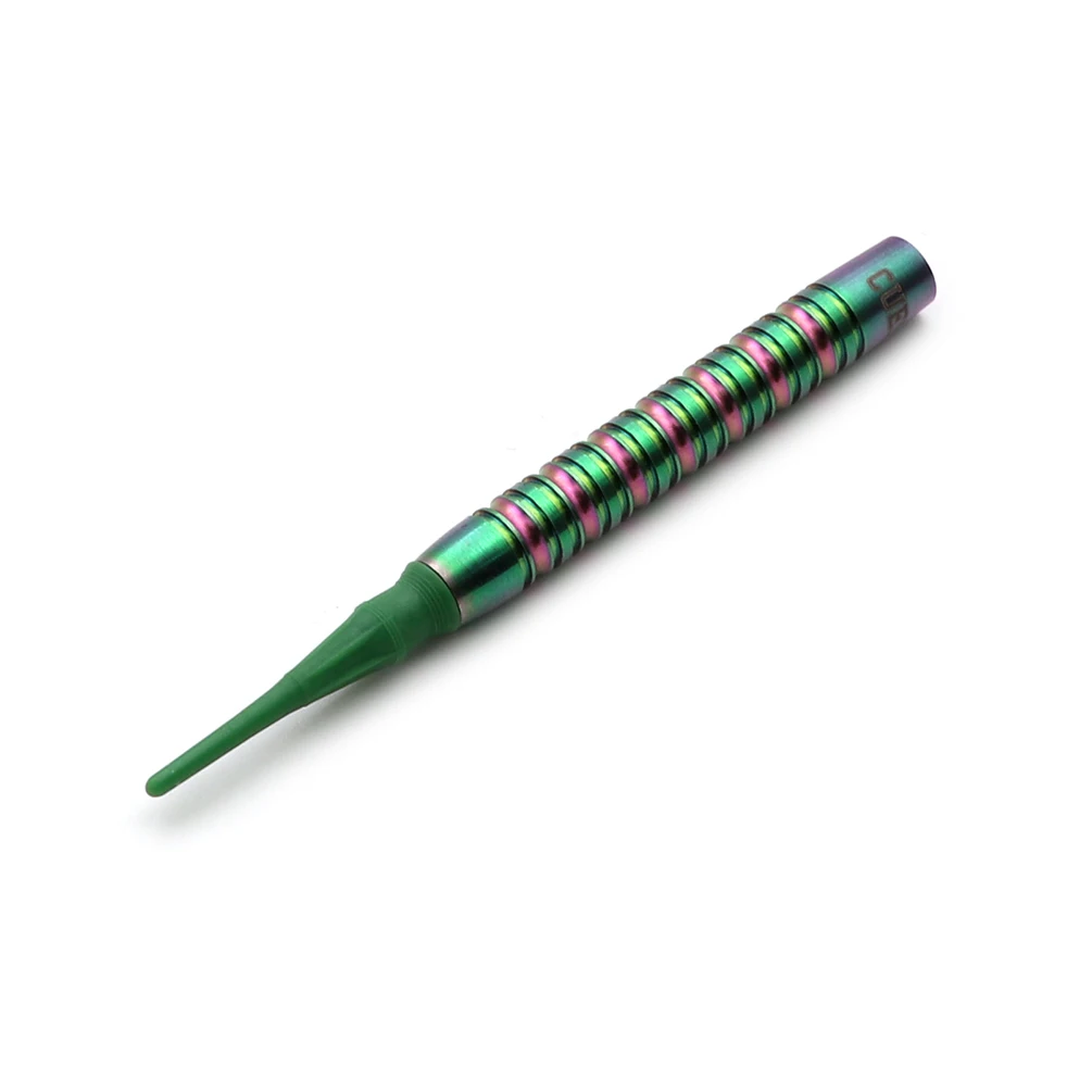 CUESOUL Green GEM Stone 19g Soft Tip 90% Tungsten Darts with Uniformity Titanium Coated and ROST Flights Gradient Color