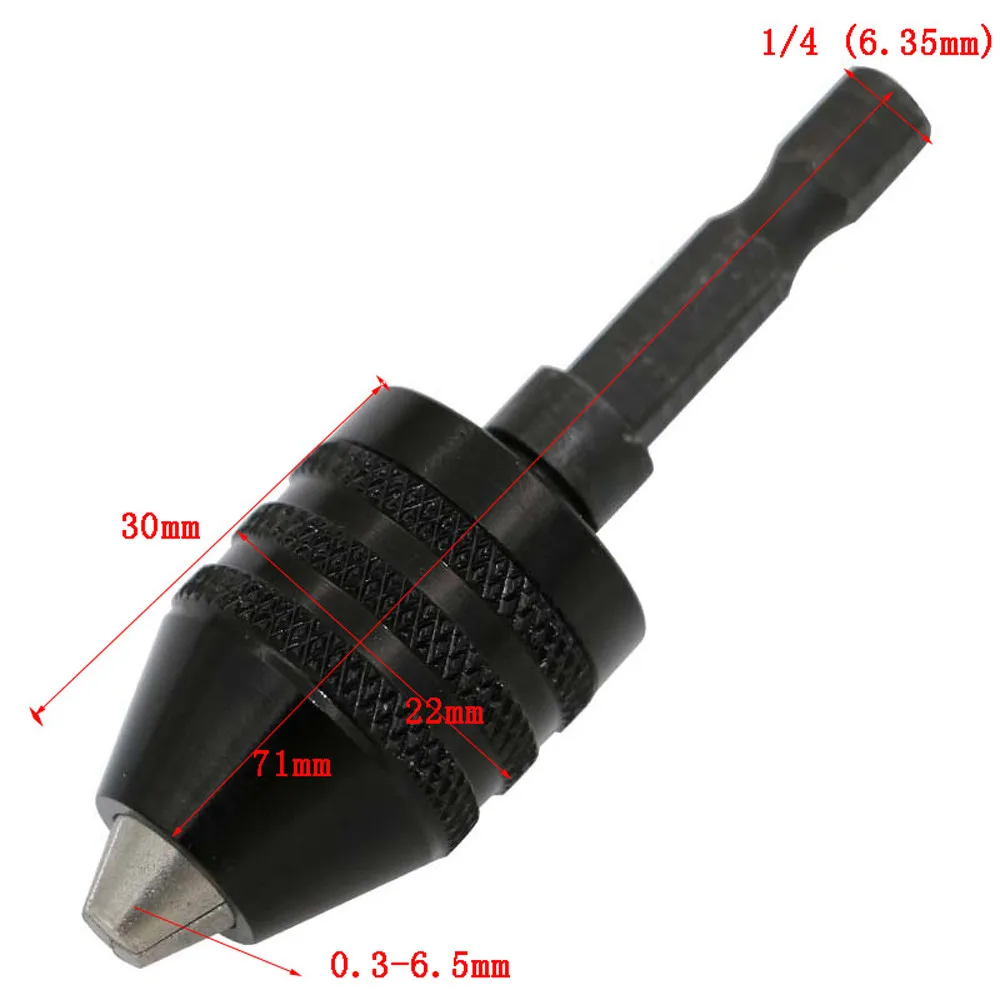 1/4in Keyless Drill Bit Chuck Hex Shank Adapter Converter Quick Change 0.3-6.5mm 0.3-3.6mm Drill Bit Accessories Tool